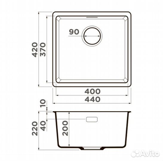 Мойка Kata 44-U be арт. 4993401