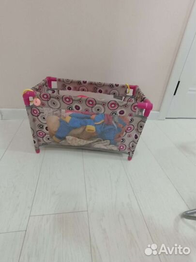 Качели, стульчик, кроватка для кукол