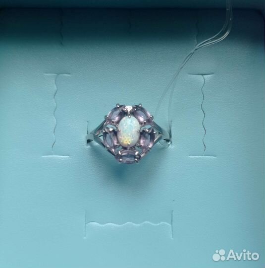 Кольцо серебро 925 с опалом и аметистами