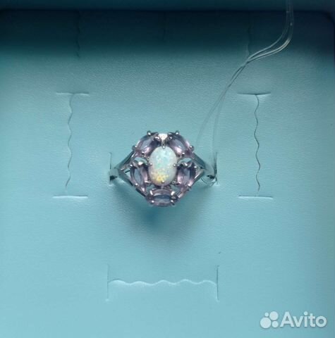 Кольцо серебро 925 с опалом и аметистами