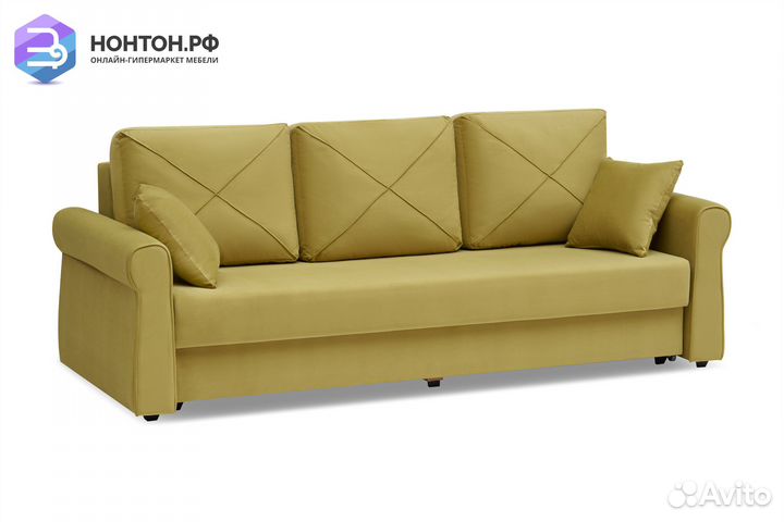 Диван еврокнижка Лира 3-х местный горчичный