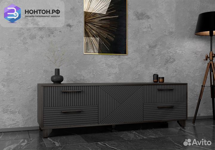 Тв-тумба со створкой Копенгаген венге / черный мат