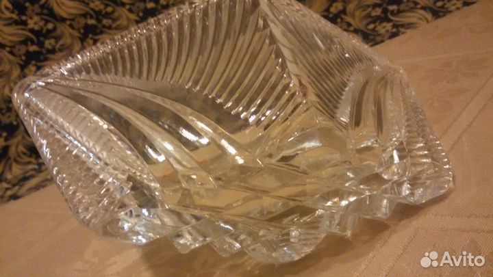 Хрустальный салатник(ладья). Винтаж. 70е годы СССР