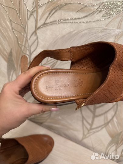 Pierre cardin 40 женские шлепки натуральная кожа