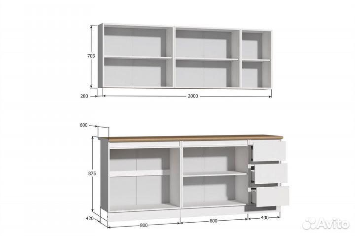 Кухонный гарнитур 2,0 Белый. Цена за всю кухню