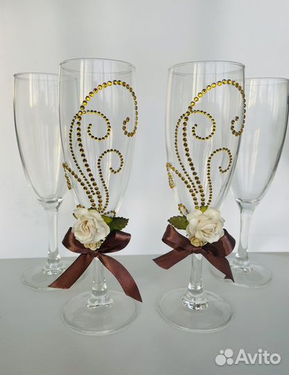 Свадебные бокалы ручная работа