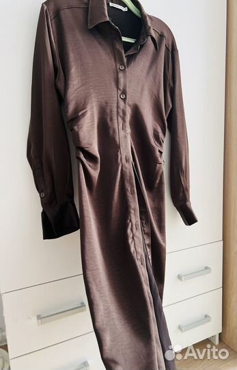 Платье-рубашка атласное Zarina