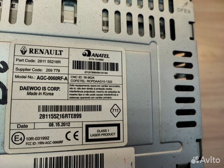 Магнитола штатная Renault Duster