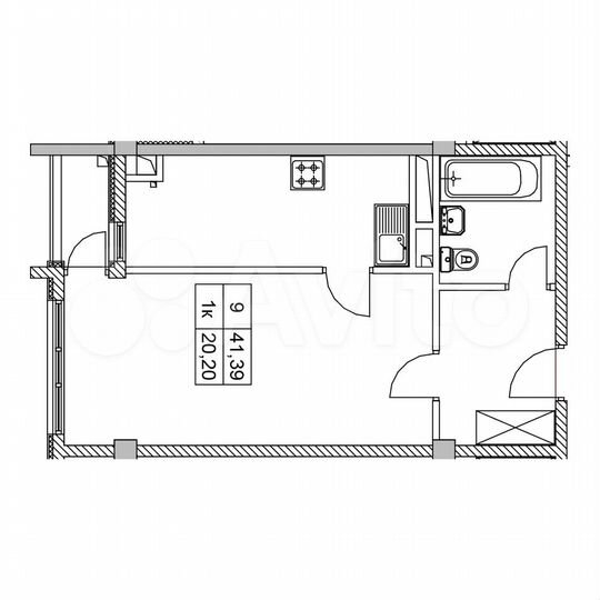 1-к. квартира, 41,4 м², 12/12 эт.