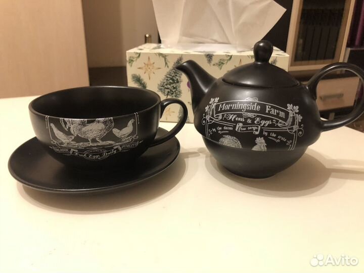 Заварочный чайник с чашкой керамический