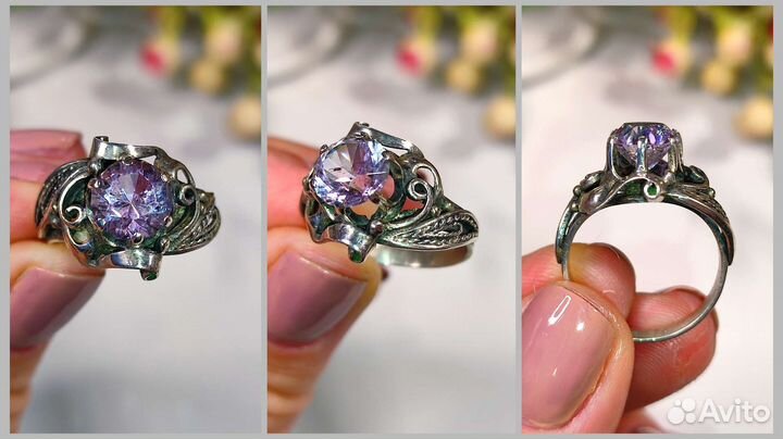 Винтаж кольцо с александритовым аметистом 1,8ct