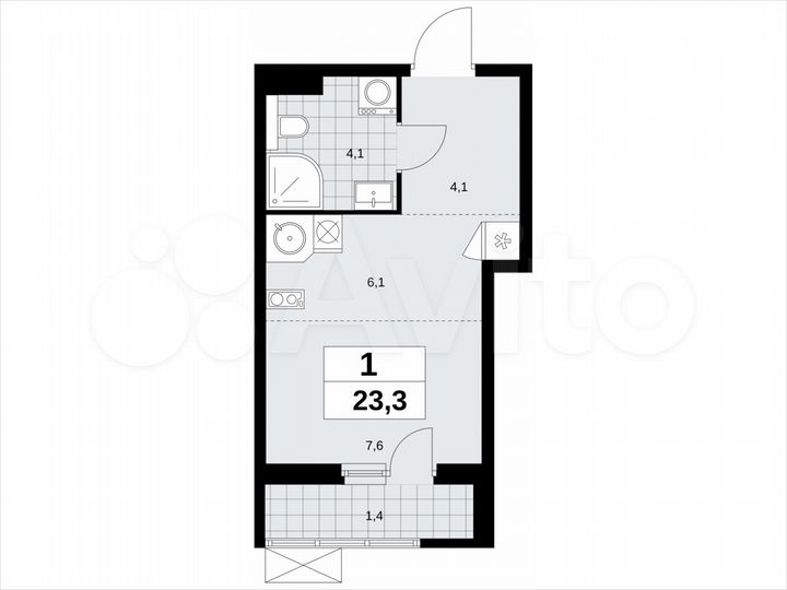 Квартира-студия, 23,3 м², 14/19 эт.