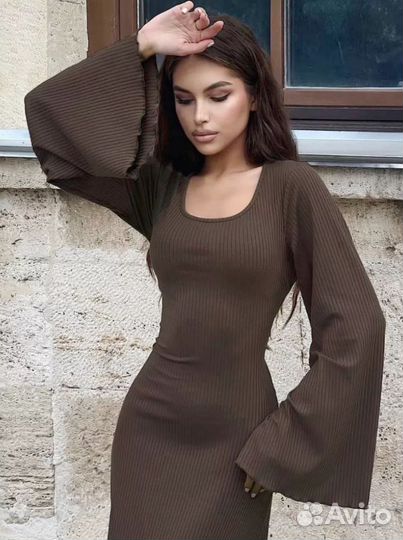 Платье женское y2k с расклешенными рукавами