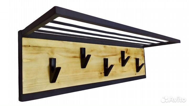 Вешалка с полкой в стиле лофт, ручная работа