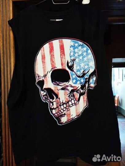 Майка с черепом Skull USA Rock style