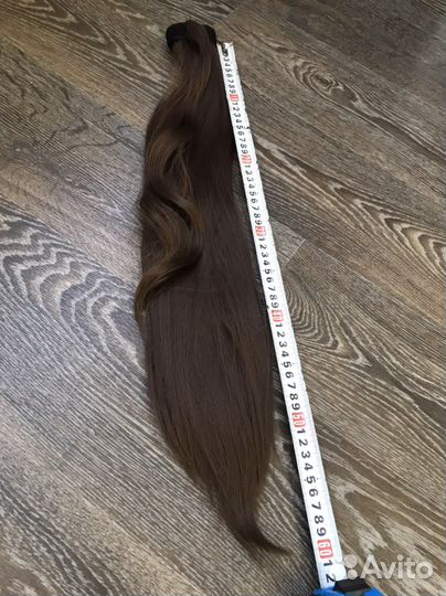 Хвост из волос 60 см. прямой на ленте