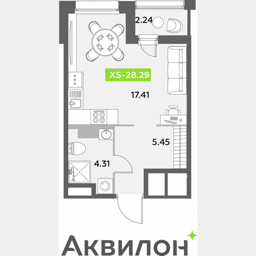 Квартира-студия, 28,3 м², 6/12 эт.