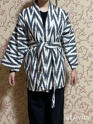 Легкий пиджак из узбекского хлопкового иката