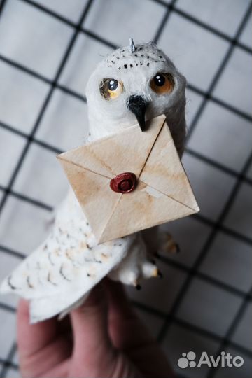 Ватная елочная игрушка сова Букля Гарри Поттер