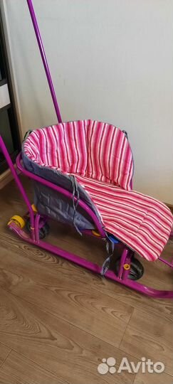 Детские санки с колесами Тимка5 с теплым сиденьем