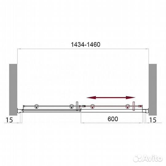 Душ. дверь BelBagno 145x195 рифлен uno-bf-1-145-p