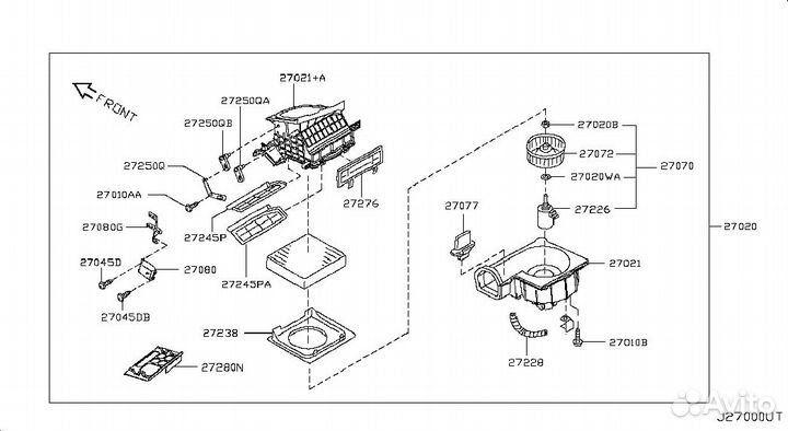 Мотор печки Nissan almera b10 classic