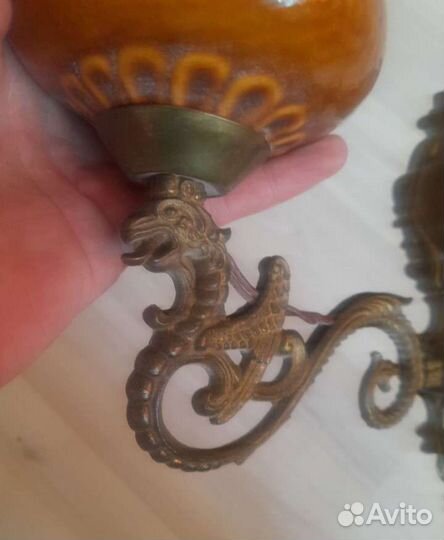 Светильник, Грифон, настенный бра, бронза