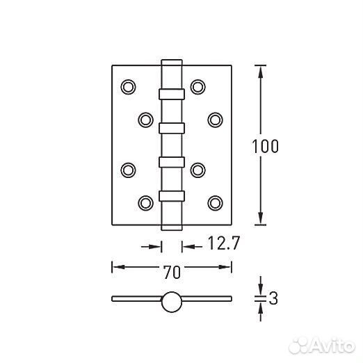 Петля дверая archie A010-C 100*70*3-4BB-131, хром