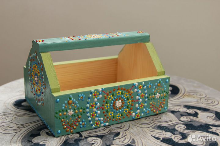 Ящик для чая, специй, ручная роспись по дереву