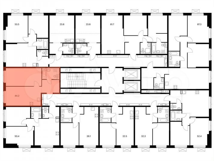 1-к. квартира, 44,2 м², 17/17 эт.