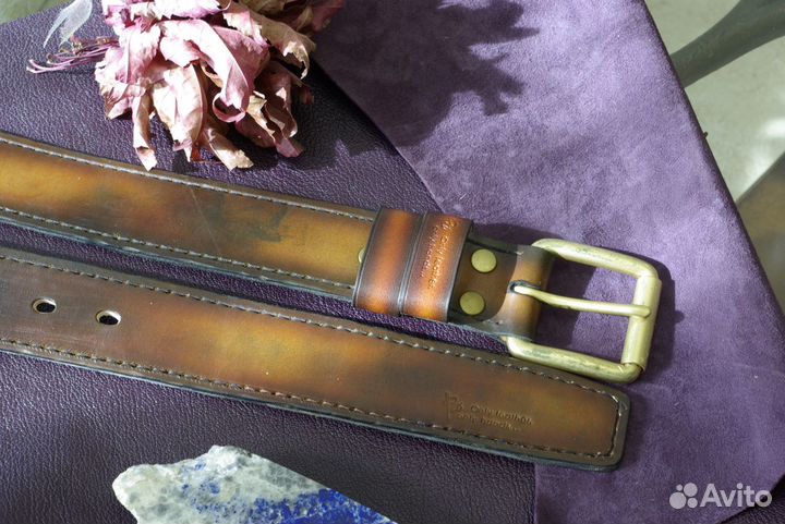 Модный ремень из кожи буйвола. Эксклюзив. Handmade