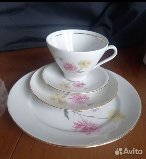 Сервиз чайный Хризантемы Астры Германия 1970 30пре