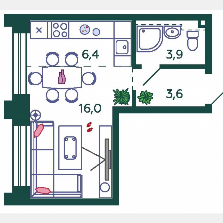 Квартира-студия, 30 м², 21/23 эт.