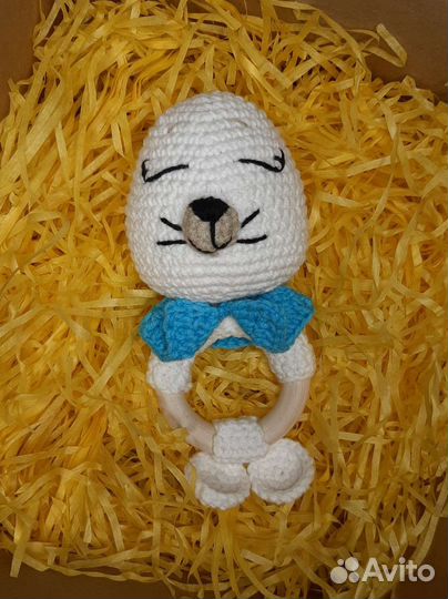 Вязаная Погремушка Мишка и Нерпенок Набор