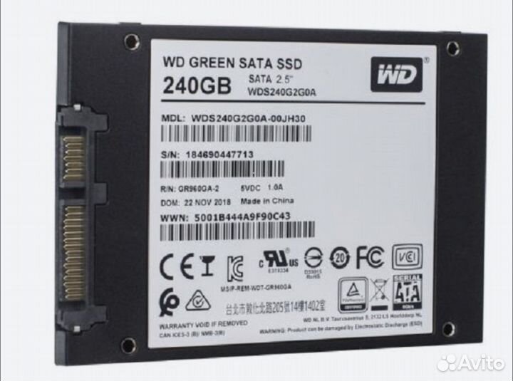 Переносной SSD жёсткий диск 240 WD + коробка