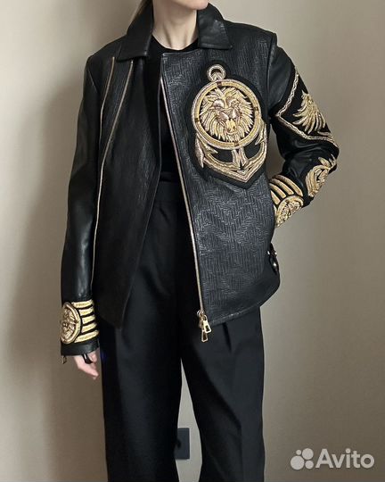 Balmain x h&m кожаная куртка