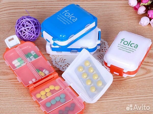 Таблетница Folca 8 отделений, цвет пурпур и оранж