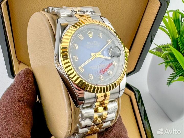 Женские часы Rolex datejust gold blue