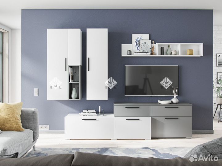 Альберо Тумба тв малая Белый/Графит Серый