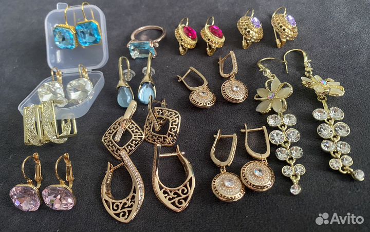 Ювелирные серьги, колье, кольца, цепи