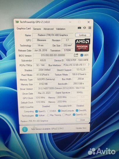 Видеокарта rx 480 8gb