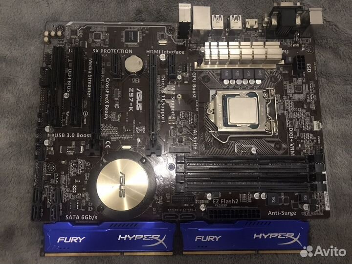 Asus z97-k, intel core i5 4590, hyperx 8гб