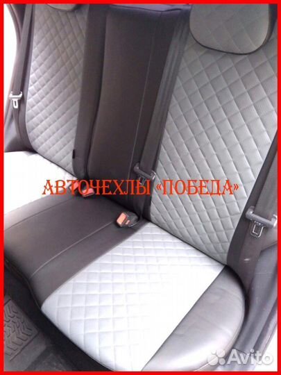 Чехлы Hyundai Solaris 1 Hb из экокожи чёрно-серые