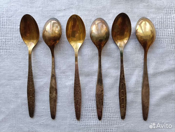 Ложки вилки ножи СССР мельхиор мнц позолота