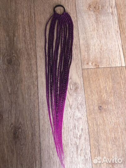 Хвост на резинке из косичек/ афрорезинка