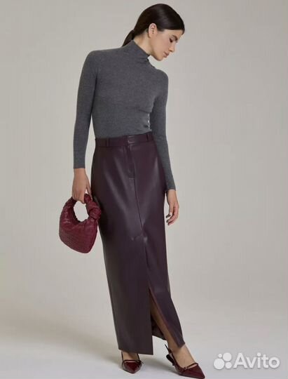 Кожаная юбка макси