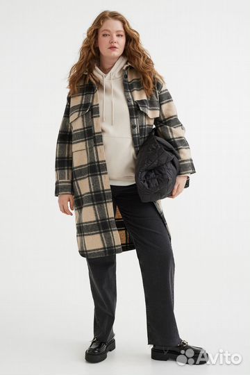 Женская длинная рубашка-куртка H&M