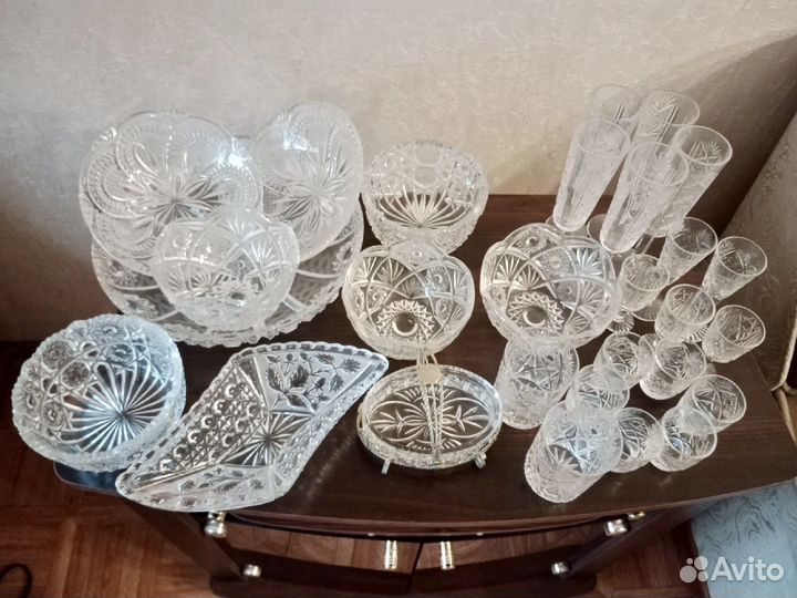 Хрустальный сервиз времен СССР 28 предметов