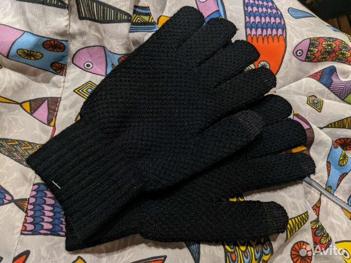 Зимние перчатки унисекс черные акрил
