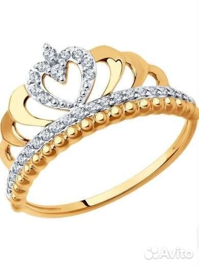 Кольцо из красного золота с фианитами